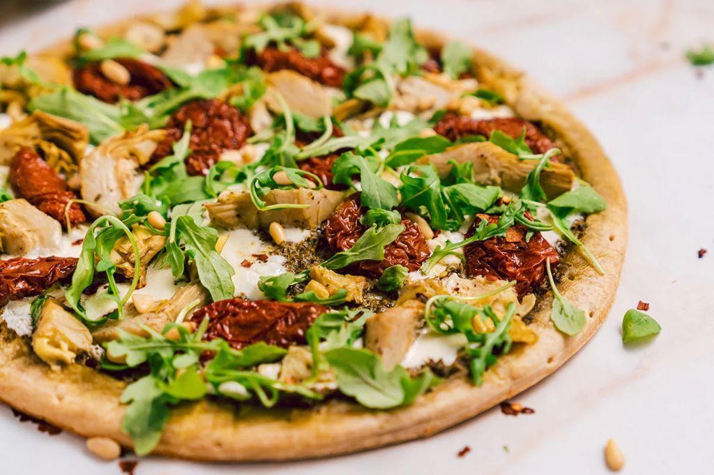 Artichoke and Sun-Dried Tomato Pesto Pizza