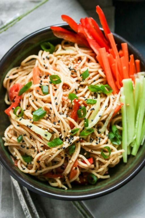 Asian Sesame Noodle Salad with Crunchy Vegetables