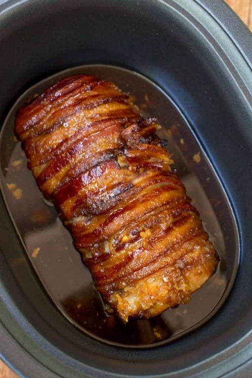 Bacon-Wrapped Crock Pot Pork Tenderloin