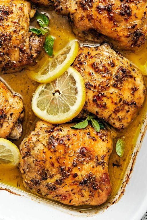 Baked Greek Lemon Chicken Thighs