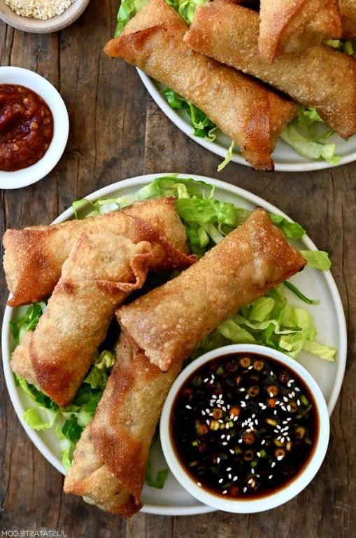 Baked Pork Egg Rolls with Ginger Soy Glaze