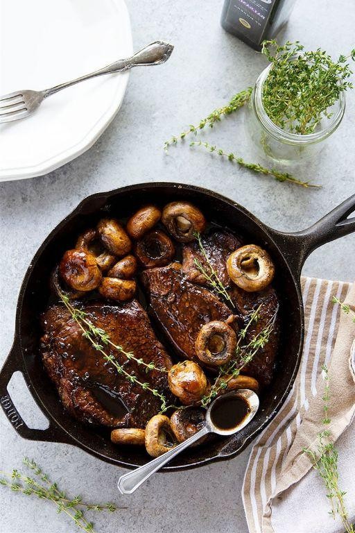 Balsamic Glazed Steak with Sautéed Mushrooms