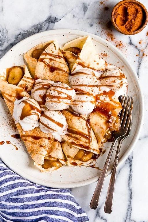 Banana Foster Blintzes