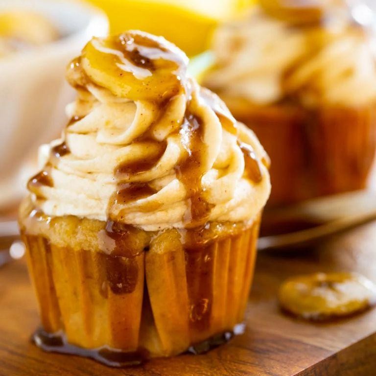 Banana Foster Cupcakes with Rum Frosting