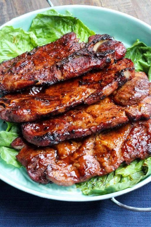 Barbecue Glazed Grilled Pork Steaks