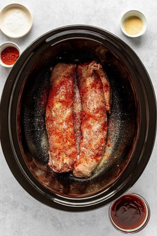 Barbecue Pulled Pork Tenderloin in Crock Pot