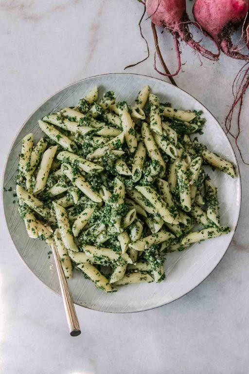 Beet Green Pesto Pasta
