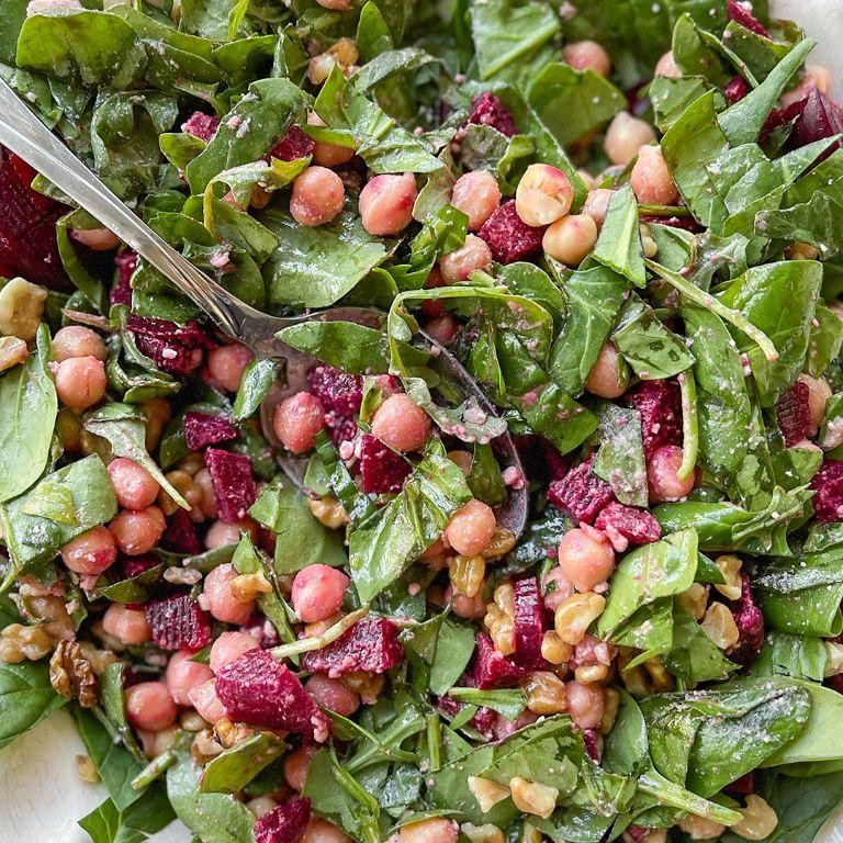 Beet Green and Chickpea Salad