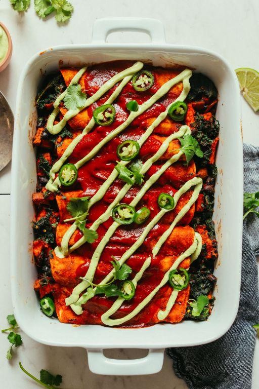 Black Bean Enchiladas with Red Sauce