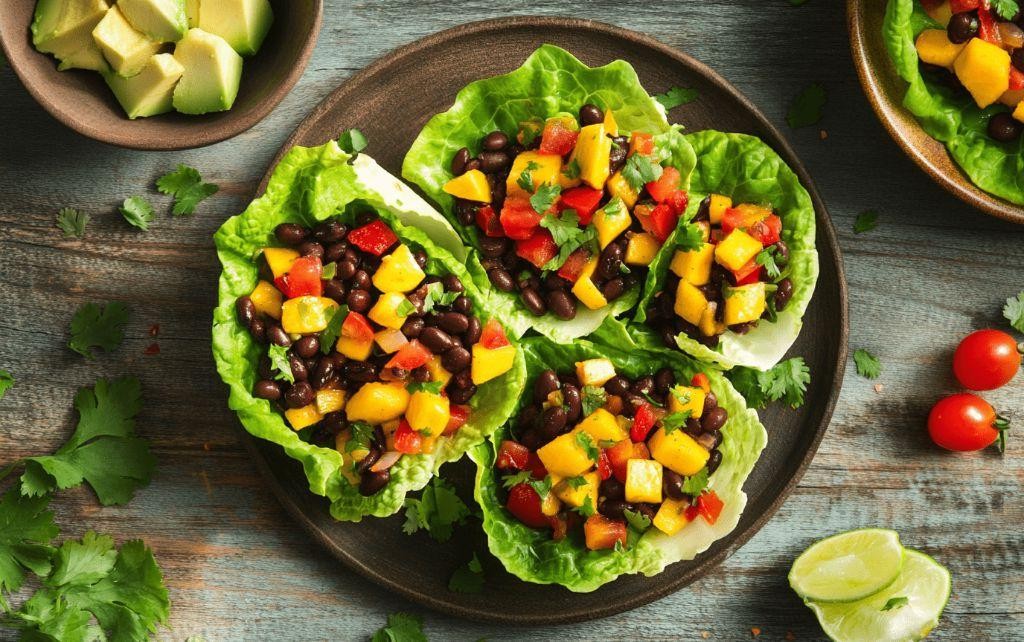Black Bean and Mango Salsa Lettuce Wraps