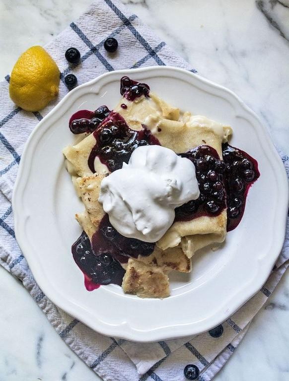 Blueberry Blintzes with Lemon Zest