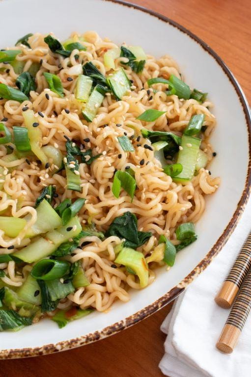 Bok Choy and Rice Noodle Stir-Fry