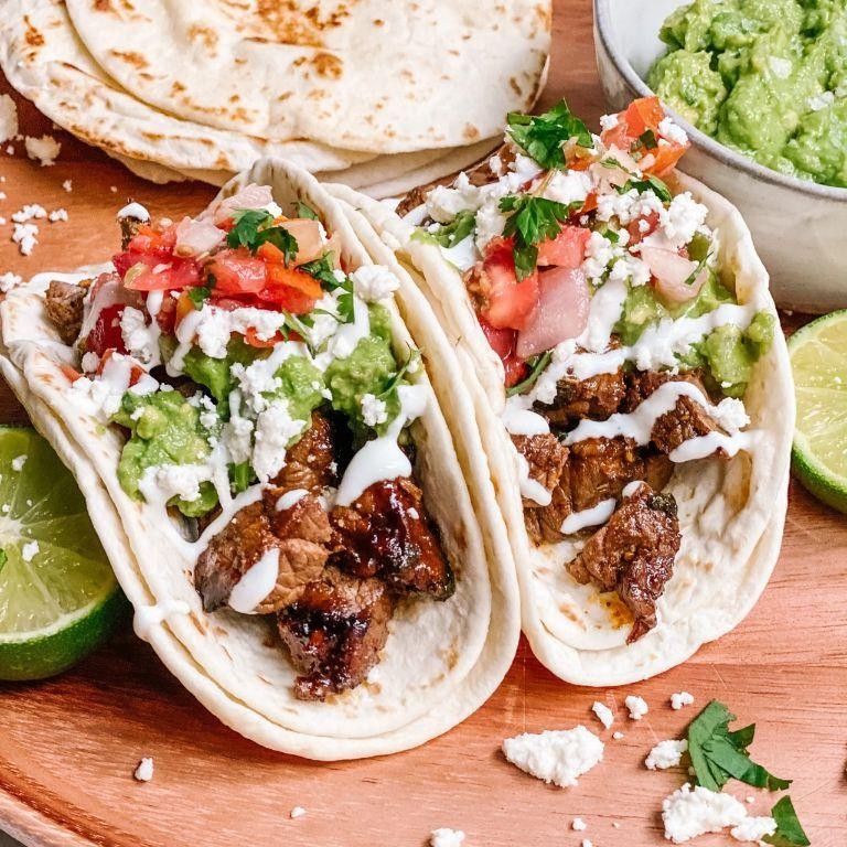 Boston Butt Steak Tacos with Lime Crema