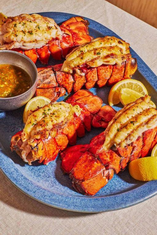 Broiled Lobster Tails with Roasted Red Pepper Sauce