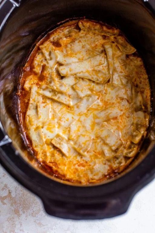 Buffalo Chicken Enchiladas in the Slow Cooker