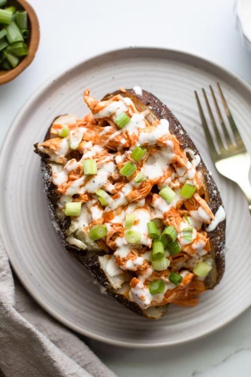 Buffalo Chicken Loaded Potatoes