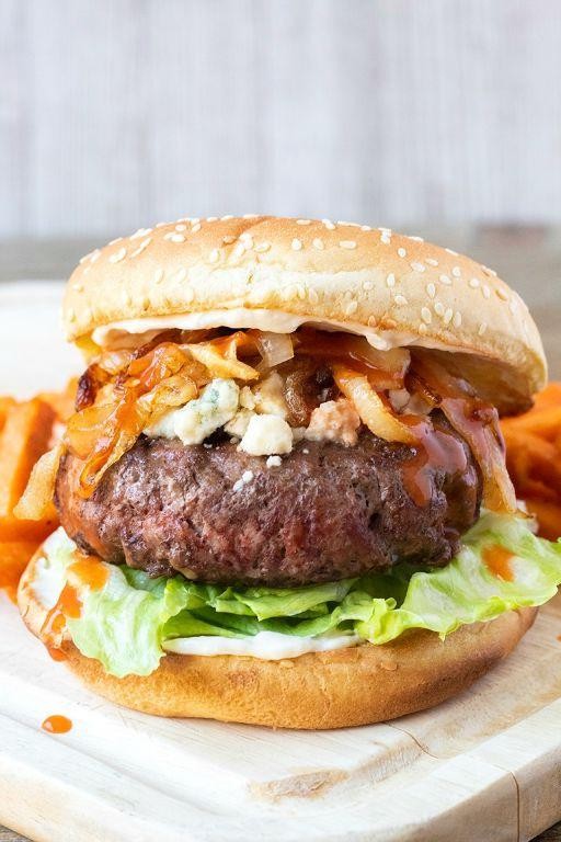 Buffalo Meat Burger with Blue Cheese Dressing