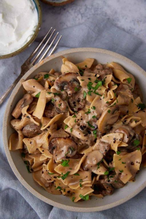 Buffalo Meat Stroganoff with Creamy Sauce