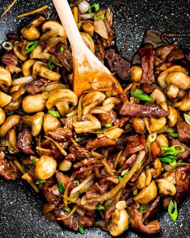 Buffalo Meat and Mushroom Stir Fry