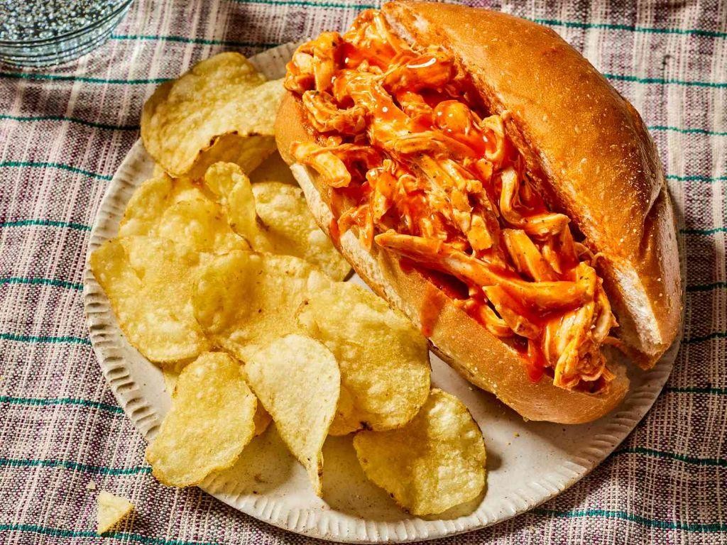 Buffalo Shredded Chicken Sandwiches