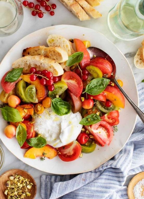 Burrata with Heirloom Tomatoes and Olive Oil