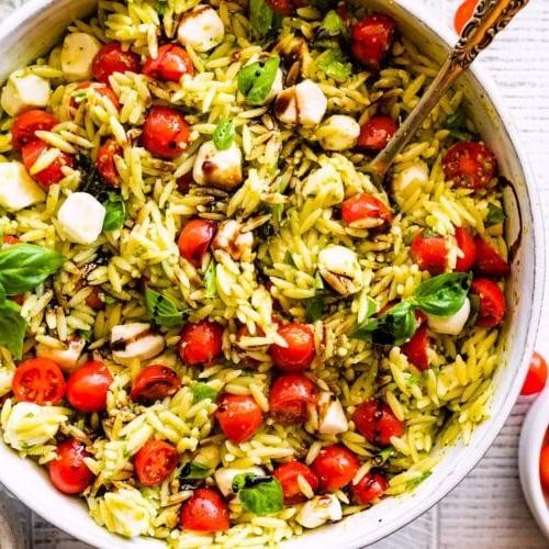 Caprese Orzo Salad with Fresh Mozzarella