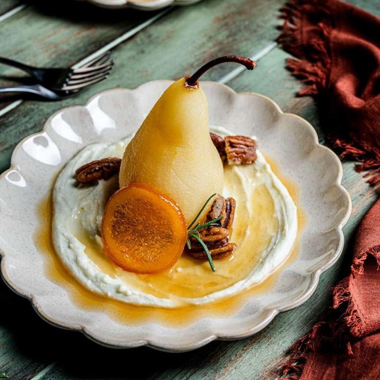 Champagne Poached Pears