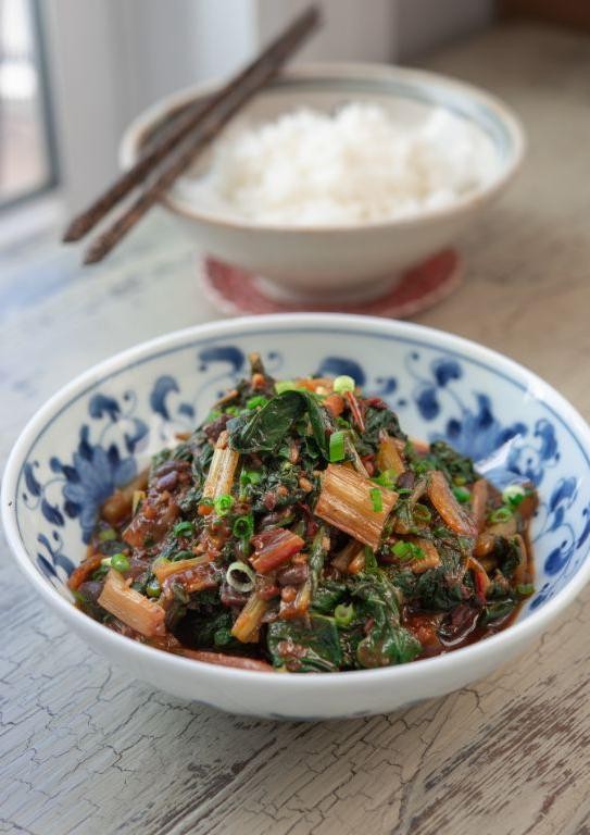 Chard Stem Stir-Fry with Ginger and Garlic