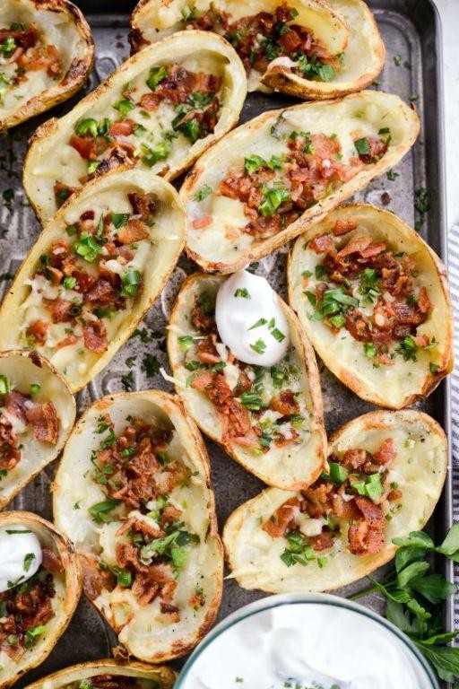 Cheddar and Jalapeño Baked Party Potato Skins