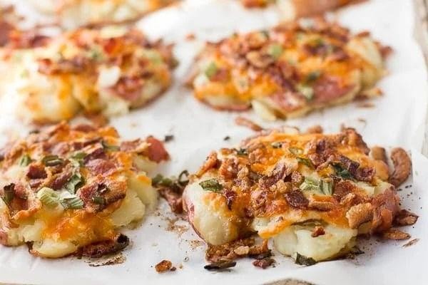 Cheesy Bacon Smoked Smash Potatoes