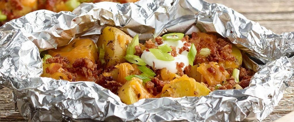 Cheesy Bacon and Potato Campfire Foil Packets