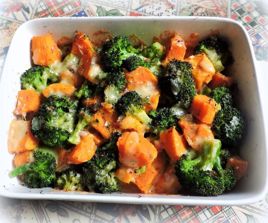 Cheesy Broccoli and Sweet Potato Casserole