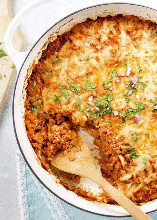 Cheesy Mexican Cauliflower Rice Bake