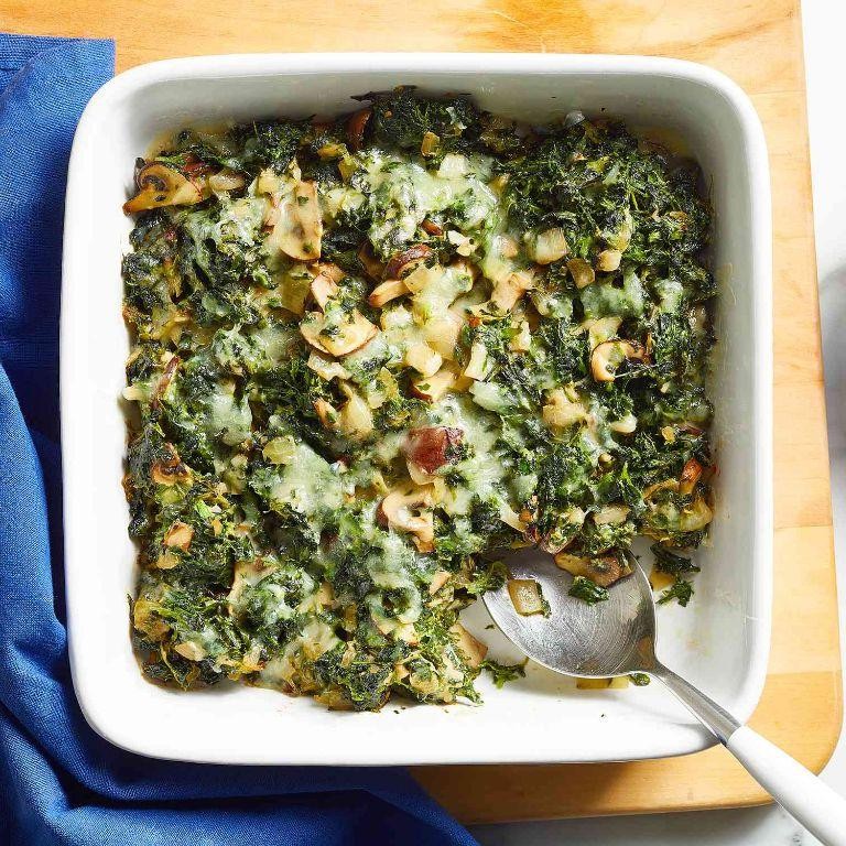 Cheesy Spinach and Mushroom Casserole