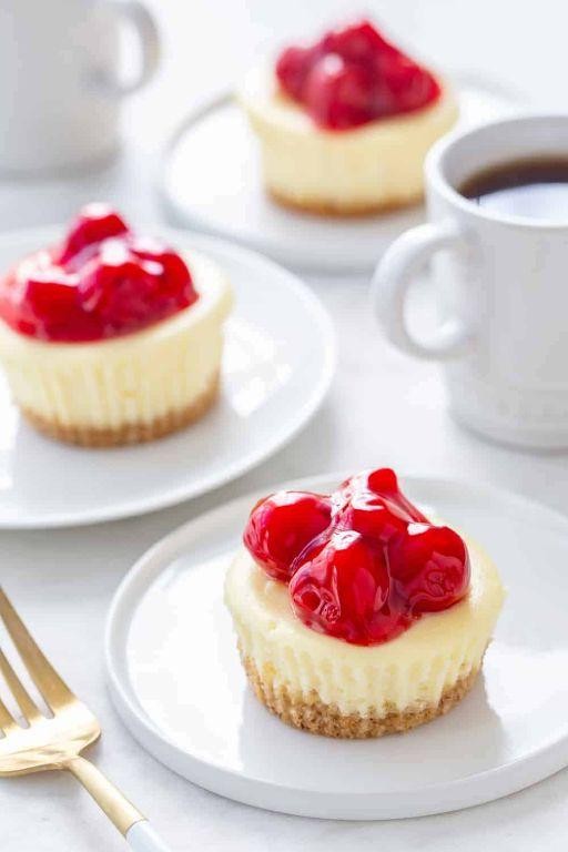 Cherry Almond Mini Cheesecakes