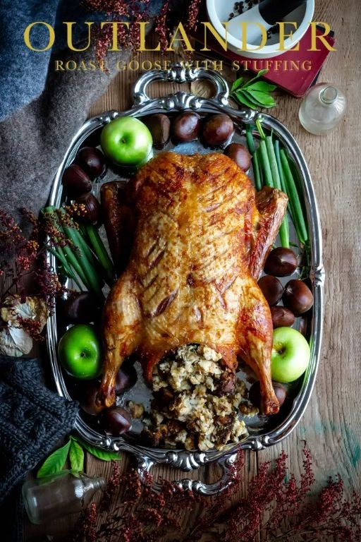 Chestnut and Mushroom Stuffed Goose