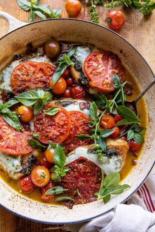 Chicken Caprese with Fresh Tomato and Pesto
