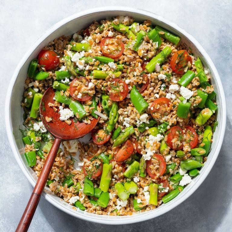 Chilled Farro Salad with Snap Peas
