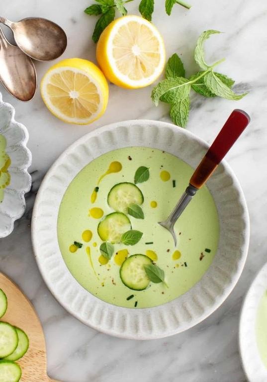 Chilled Spearmint Cucumber Soup