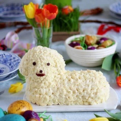 Coconut Lamb Cake with Cream Cheese Frosting