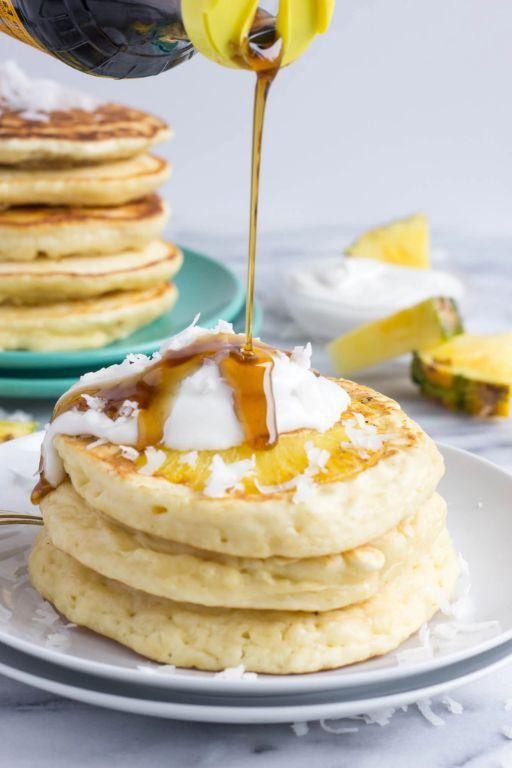 Coconut Milk Pancakes with Pineapple Topping