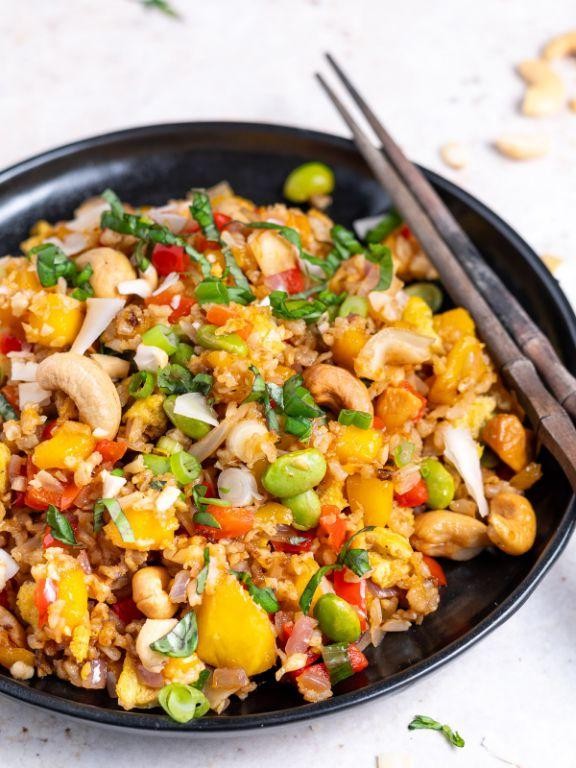 Coconut Pork Fried Rice with Mango