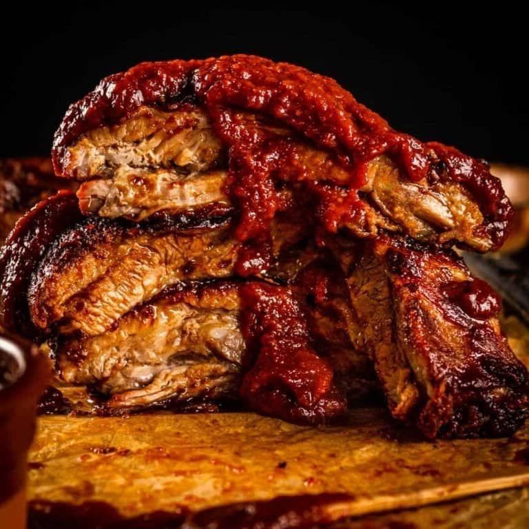 Coffee Rubbed Grilled Beef Ribs with Molasses Glaze