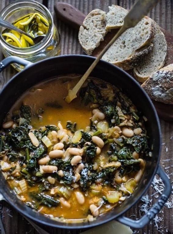 Collard Greens and White Bean Soup with Bacon