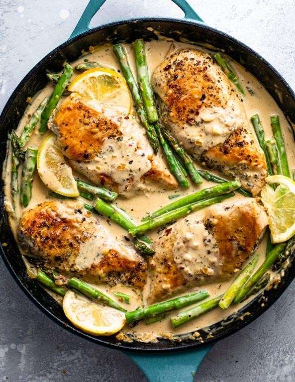 Creamy Asparagus and Lemon Chicken Breast
