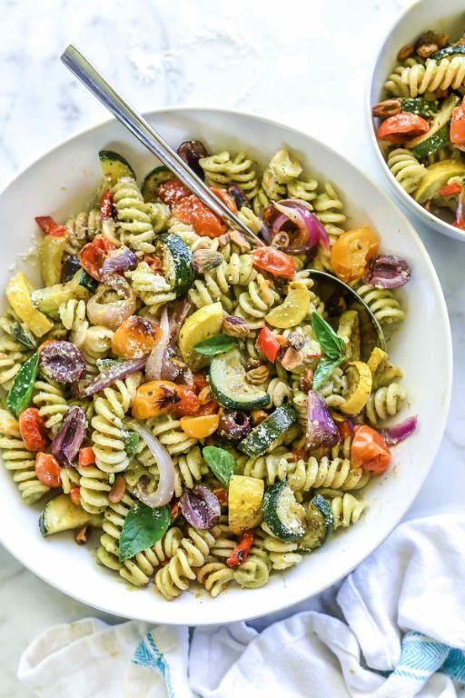 Creamy Avocado and Basil Pesto Rotini Salad