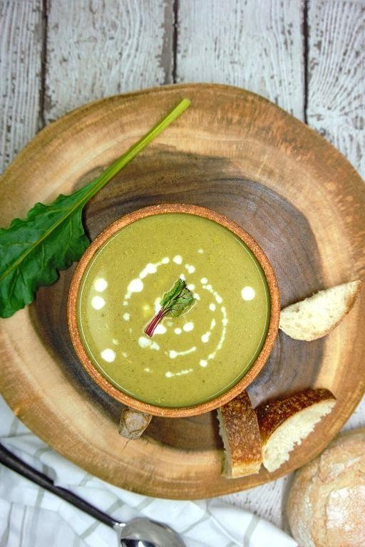 Creamy Beet Green Soup with Coconut Milk