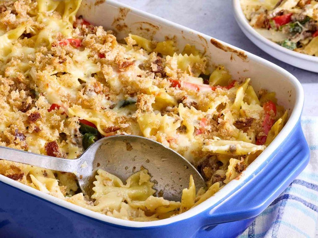 Creamy Philly Cheesesteak Casserole