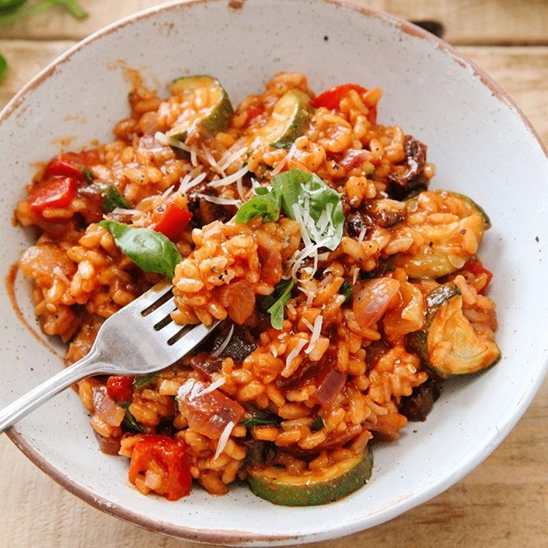 Creamy Vegan Risotto with Roasted Vegetables