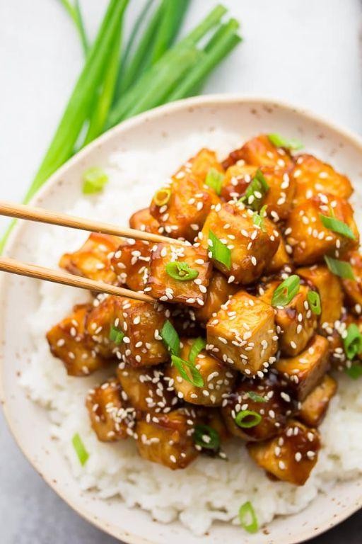 Crispy Sesame Tofu with Steamed Vegetables